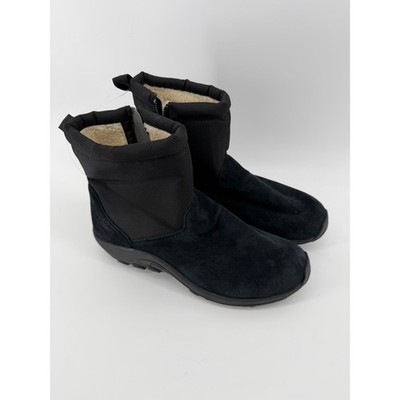 Merrell Mens 11 Black Suede Winter Boots Vibram Arctic Grip Zip J003437 Warm