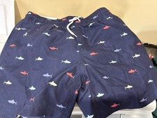 TRUNKS Swim Trunks/Bathing suit Men's L Blue Shark Print Mesh Lined with Pockets
