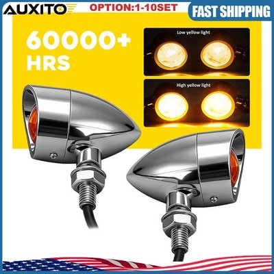 Chrome Motorcycle Bullet Turn Signal Blinker Running Light Amber For Harley2-20X