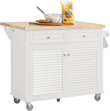 Extendable Kitchen Island Rubber Wood Marble Top