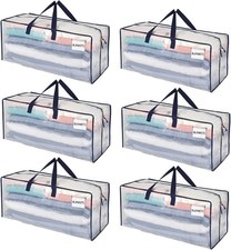 Veno, 6 Pack, Heavy Duty Moving Bags With Backpack Straps, Clear