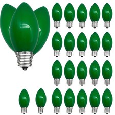 25 Pack Green C9 LED Bulbs Replacement Bulbs for Christmas Tree Lights Patio