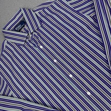 Polo Ralph Lauren Dress Shirt Mens 17 33 Purple Stripe Regent Custom Fit