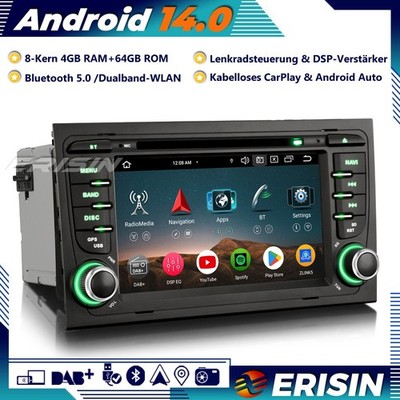 8-Kern DAB+Android 14 Autoradio GPS CarPlay CD Wifi Für Audi A4 S4 RS4 Seat Exeo