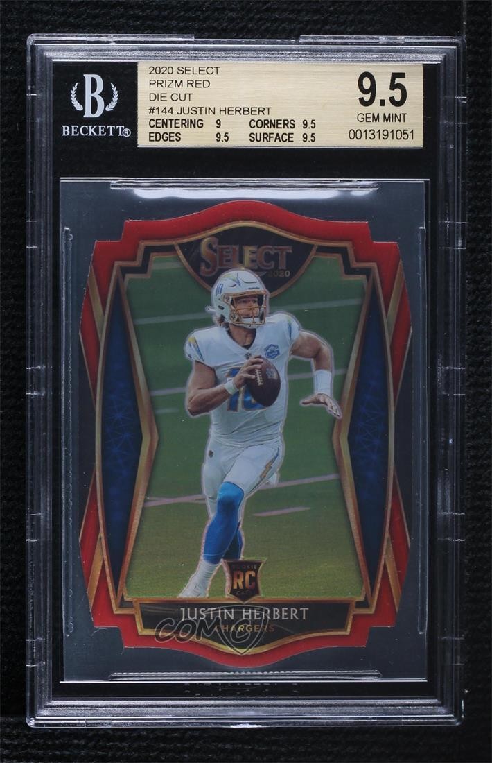 2020 Select Premier Level Red Prizm Die-Cut Justin Herbert BGS 9.5 Rookie RC uk2