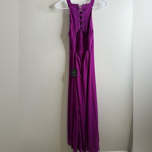 Maxi abito Lulus Super Starlet magenta stringato nuovo con etichetta taglia small - Foto 12 di 16