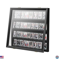 Lockable 36-Card Display Case - Black Acrylic Frame for Sports & Trading Cards