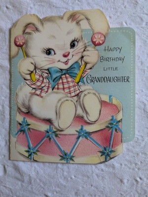 Happy Birthday Little Granddaughter Vintage Greeting Card Used
