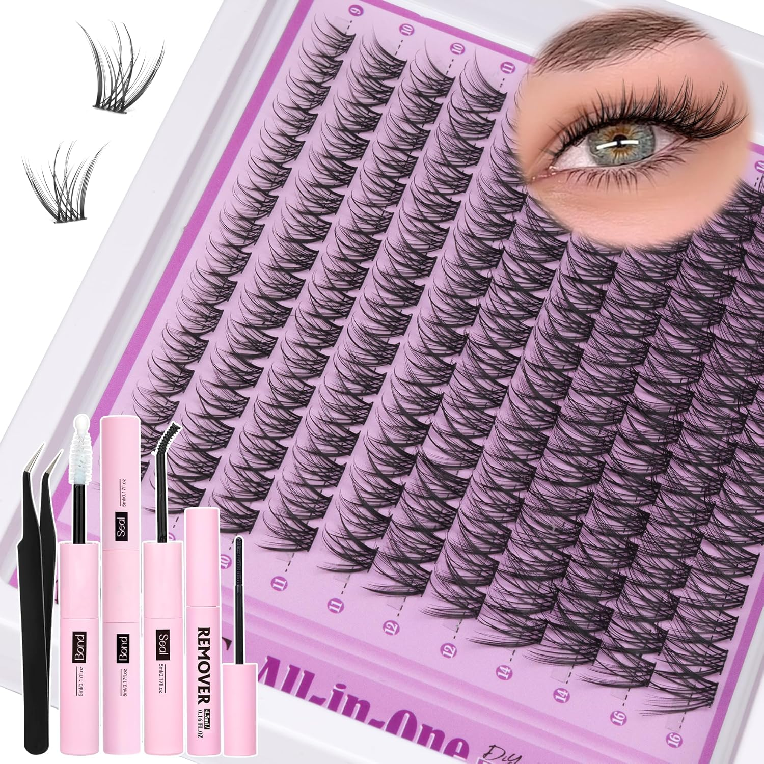 Natural Cluster Lashes Kit Wispy Eyelashes Individual Kit Cluster Eyelash Extens