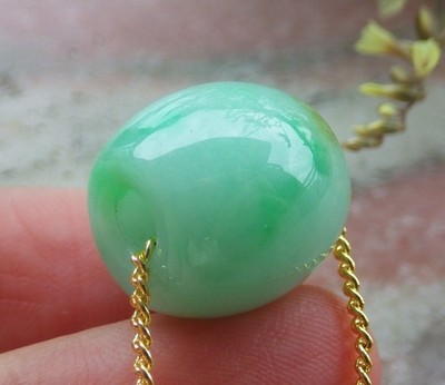 Video Certified Green Natural A JADE JADEITE PENDANT Circle Bead 路路通 413413 TS