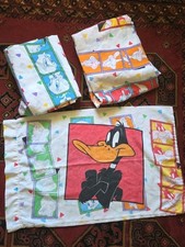 Vintage VTG Looney Tunes Twin Size Fitted Sheet Flat Sheet And Pillow Case 1993