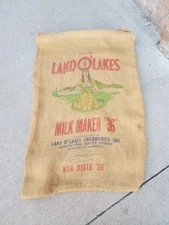 Burlap Sack Land O Lakes Milk Maker 36  Minneapolis Minnesota Dairy Decor 