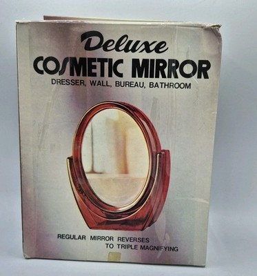 VTG New Deluxe Cosmetic Double Sided 3X Magnifying Mirror Faux Amber Tortoise 