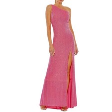 Mac Duggal 26990 Pink Evening Gown Sequined Backless One Shoulder Dress Size 14
