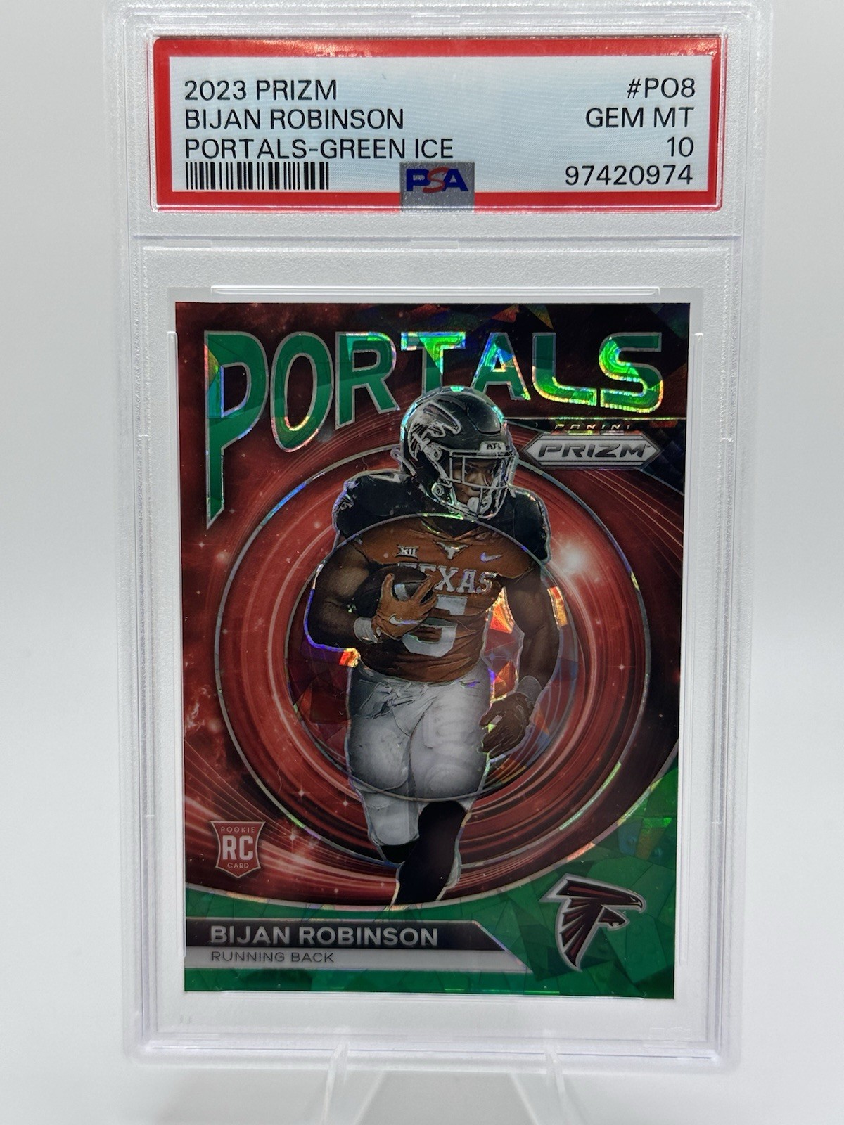 Bijan Robinson Panini Prizm Portals #PO8 Green Ice