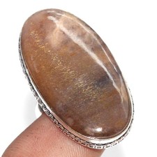 Sunstone 925 Silver Plated Gemstone Handmade Ring US 6.5 Women Jewelry MJ