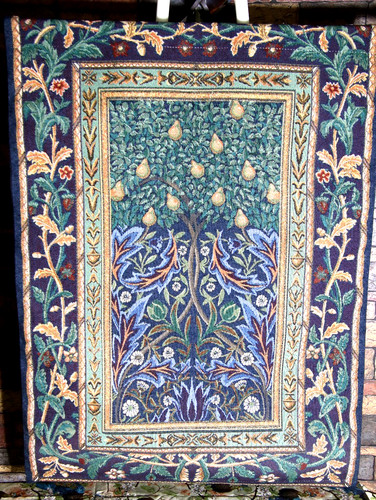 Medieval Style Tapestry depicting Tree of Life on a Rod for Wall Hanging