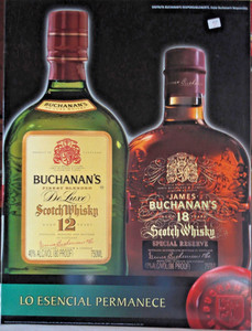 Vintage Buchanan’s Scotch Whiskey 24"x18" Laminated Cardboard Advertising Sign