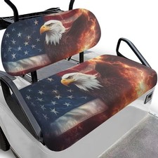 Tomeusey Universal Golf Cart Seat Covers Club Car, American Flag And Eagle Golf