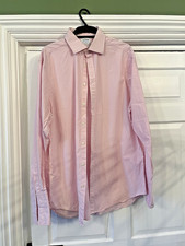 Men’s T M Lewin Pink Check Shirt Regular Fit Finest Two Fold Cotton Size 17