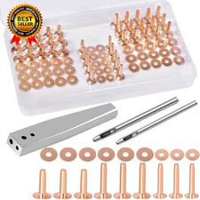 84Pcs Copper Rivets and Burrs 9 and 12 Burrs Setter Leather Rivets Fastener