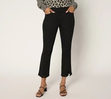 Belle by Kim Gravel Regular TripleLuxe Twill Seamed Kick Flare Crop Pants Black