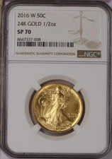 2016-W Gold 24k Walking Liberty 1/2 oz. 50 Cents NGC SP70