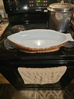 Vintage Midcentury Glassbake Milk Glass White Fish #J141  Serving Dish 18" USA