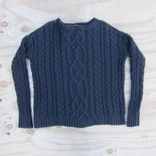 Polo Ralph Lauren Sweater Womens Small Blue Cable Knit 100 Cotton Fisherman