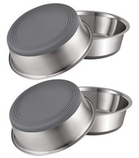 PEGYY11 Nonslip Stainless Steel Dog Bowls, 7.6 Cup, 4 Count