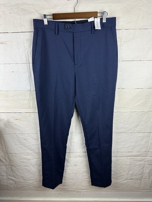 Banana Republic Tailored Dress Pants Mens 32x36 Navy Heather Pinstripe Trousers