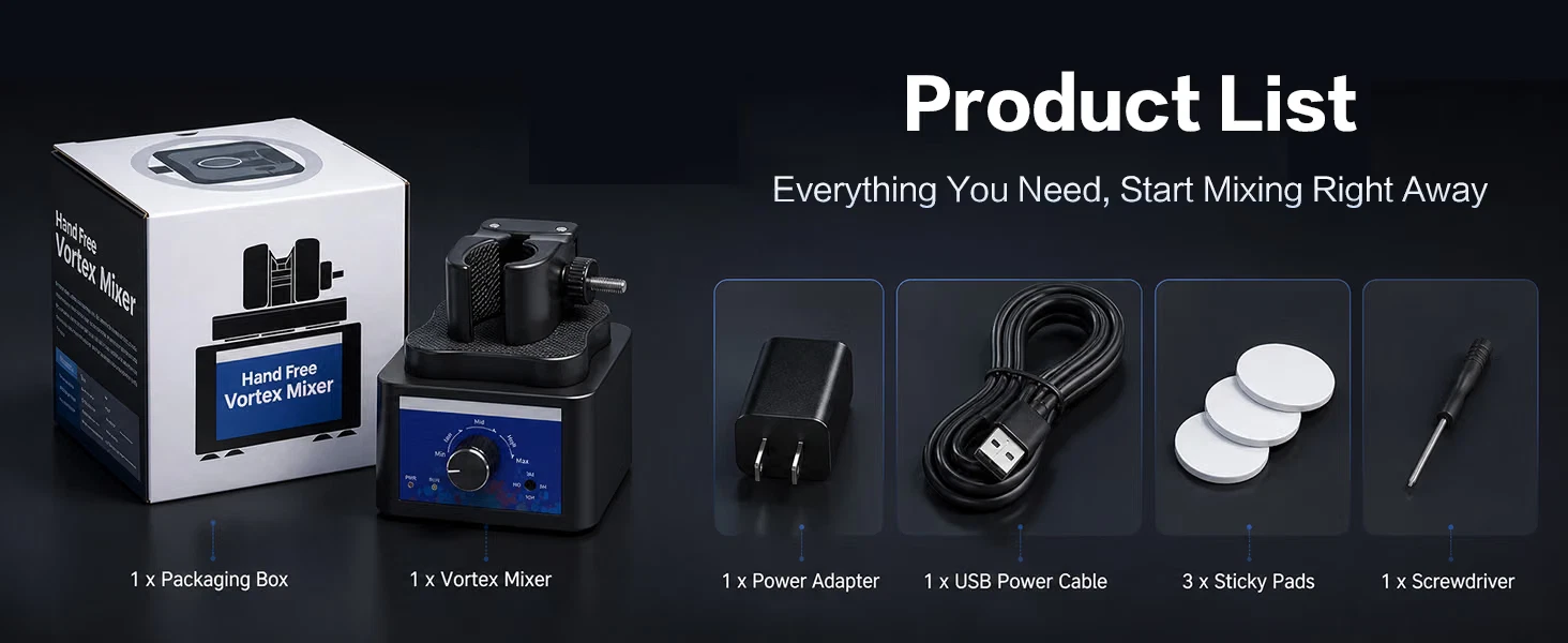 Electric Vortex Mixer 1800 RPM Brushless Motor Hands-Free Clamps Adjust Speed image 12