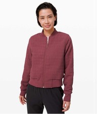 Lululemon Serene Travels Bomber Jacket Chianti Red Full Zip Reversible Size 10
