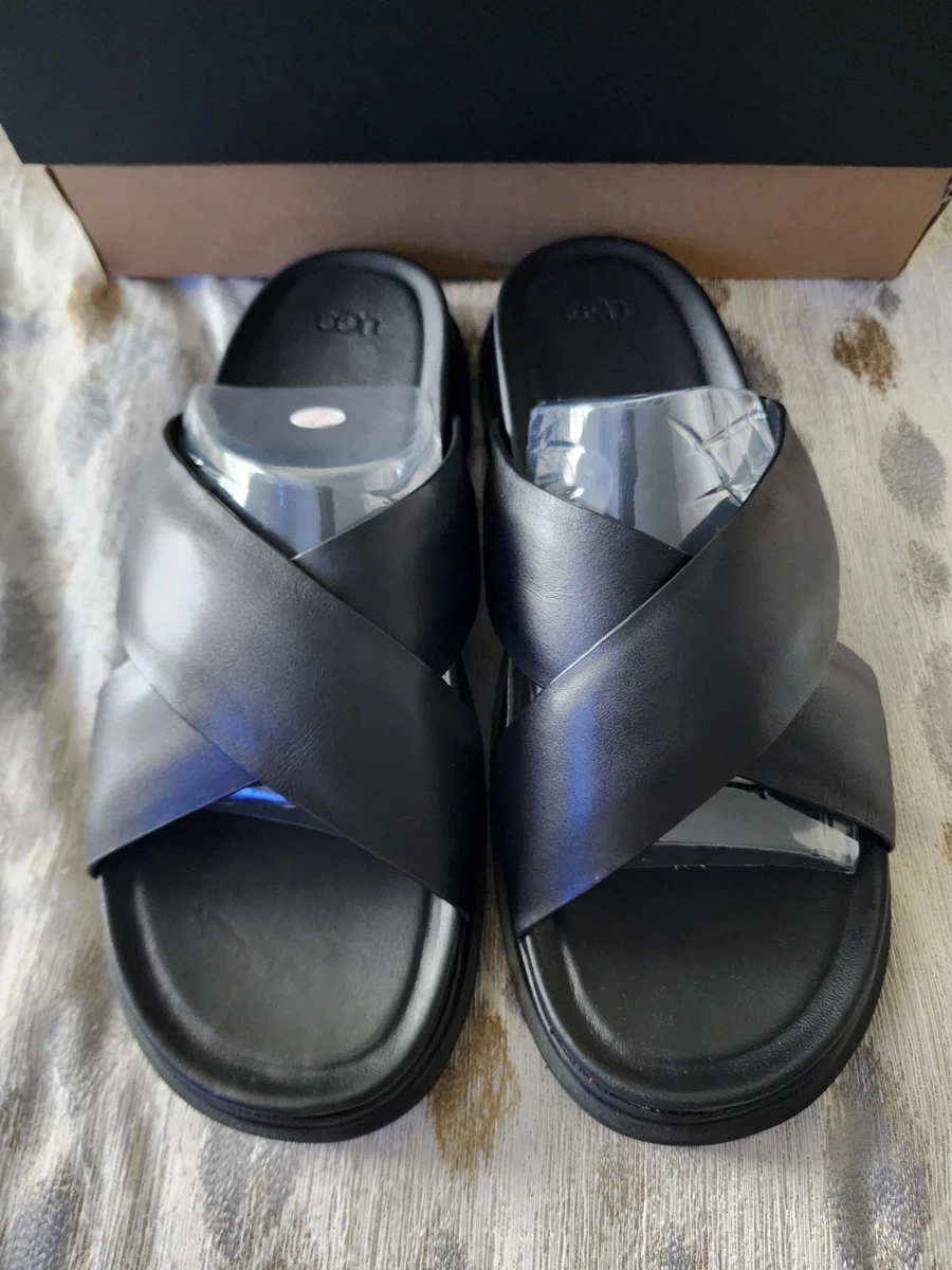 UGG Tustin Gray and Brown Criss Cross Straps Adjustable Buckle Sandals Sz 13‎ s-l400.jpg main image 4