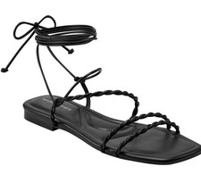 Marc Fisher Sandals Lakita Faux Leather Padded Square Toe Color Black Size 6 M