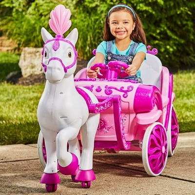 #ad Disney Princess Royal Horse and Carriage Battery Powered 6 Volt Kids Ride On Toy $165.99