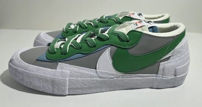 Nike Blazer Low Sacai Mens Shoes Green Gray Size 10.5