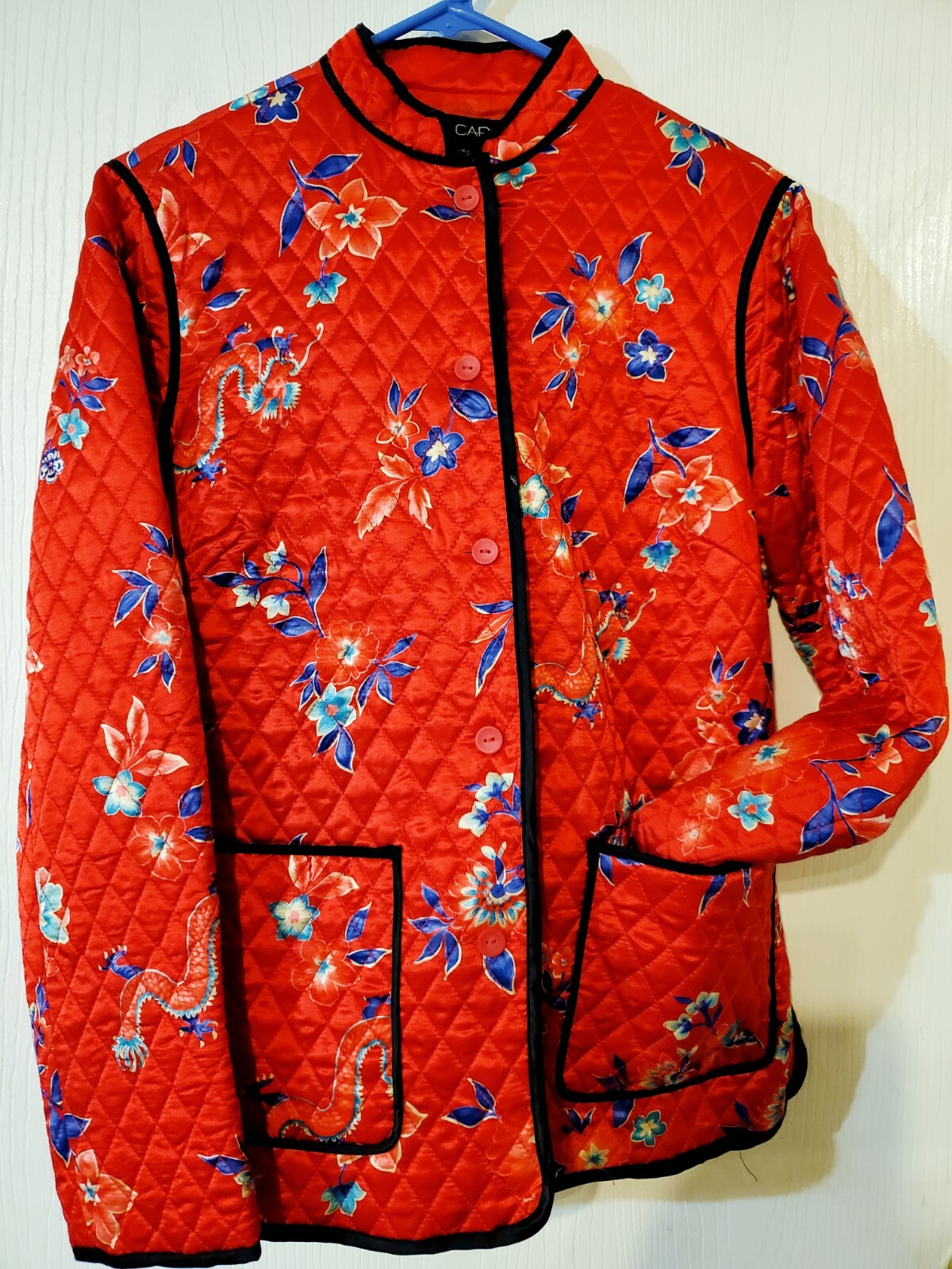 Red Silk Quilted Chinese Style Oriental Jacket Sz Sma… Gem