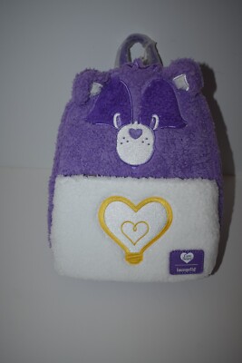 Loungefly Care Bears Bright Heart Raccoon Fuzzy Mini-Backpack Handbag NEW‎ Loungefly Care Bears Bright Heart Raccoon Fuzzy Mini  main image 3
