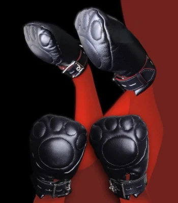 DOTTY AFTER MIDNIGHT Puppy Play Mitts paws, Lockable, ROLE PLAY, Pet Play, Bondage BDSM