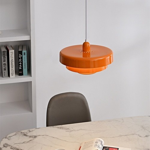 Midcentury Lamp, Orange LED Lights Pendant Ceiling Chandelier Retro Lighting - Picture 5 of 15