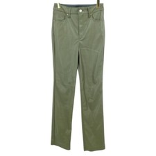 Express '90s Slim Super High Rise Faux Leather Pants Olive Green 2 Long Soft