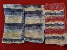 HANDMADE SET OF 3 CROCHET COTTON DISH CLOTHS OR WASH CLOTHS 8.5x8.5 INCHES NEW 