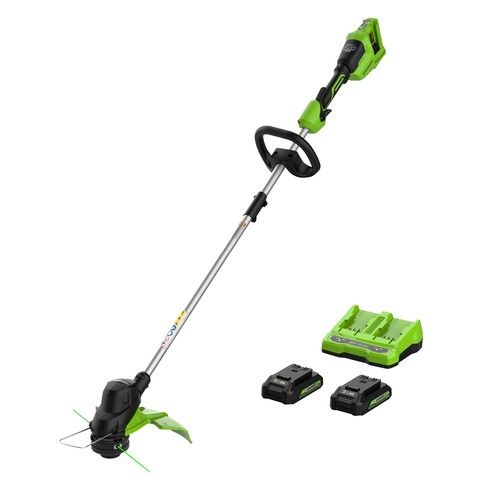 Greenworks 48V (2 x 24V) 15" Cordless String Trimmer, (2) 2.0Ah Batteries and Du - Picture 1 of 13