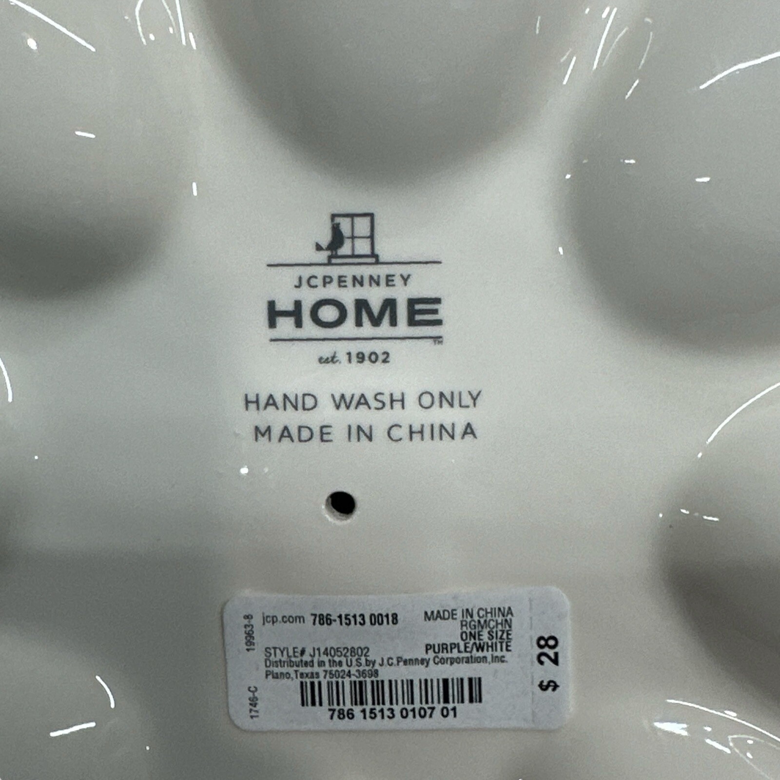 JCPENNEY Home Easter Deviled Egg Serving Dish Tray Plate Purple White