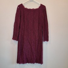 Adrianna Papell Dress Purple Lace Long Sleeve Womens 12