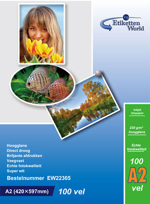 EtikettenWorld BV Fotopapier A2 230g/qm High Glossy und wasserfest
