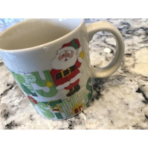 Otagiri Merry Christmas Santa Bells Candles Tree Coffee Mug Cup Japan Gibson - Picture 4 of 6