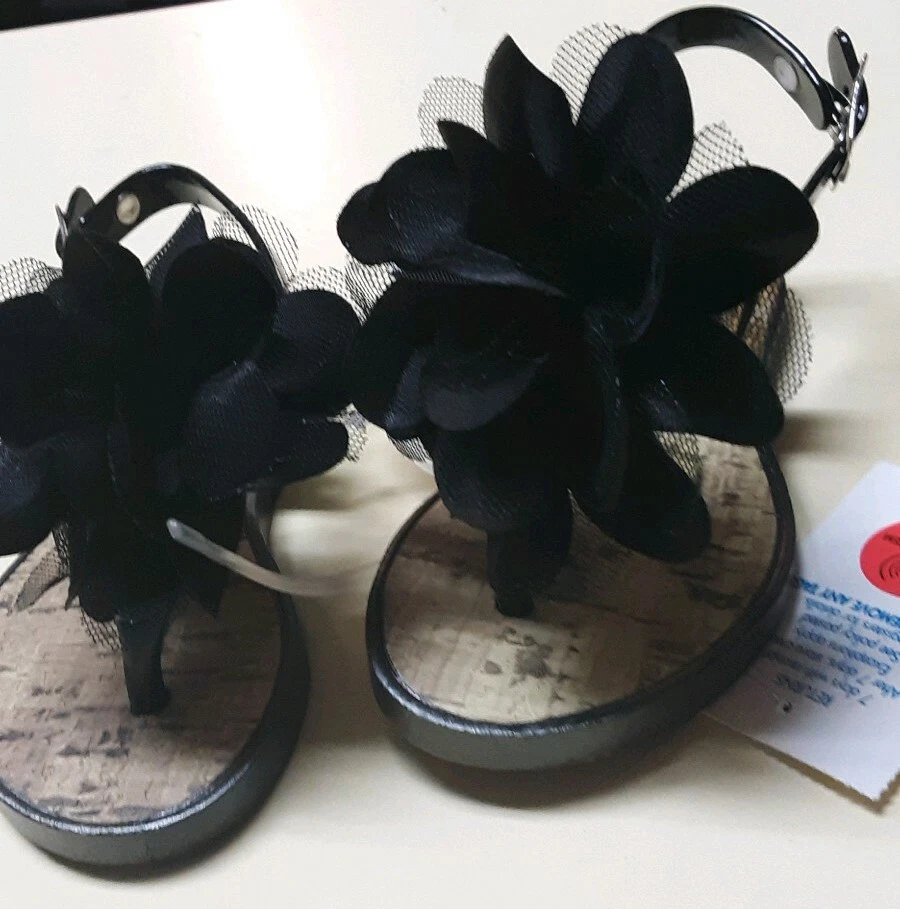 LILLY OF NY SANDALIAS NIÑAS CON FLOR GRANDE DE TUL TALLAS 5,6,7,8 NEGRAS Foto 2 de 3