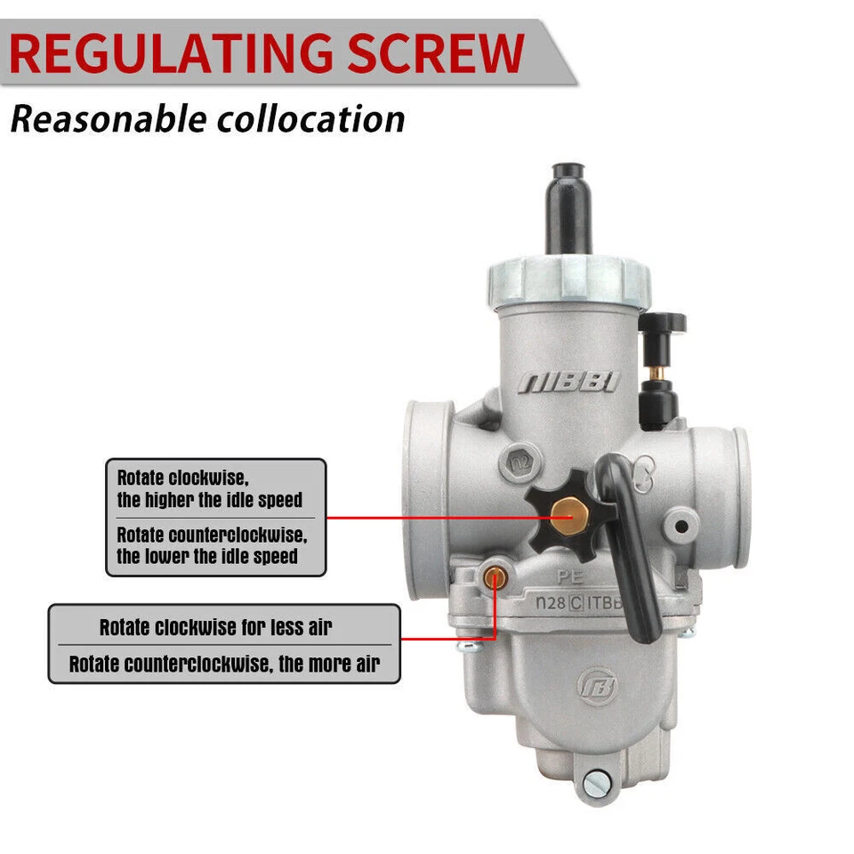 NIBBI PE28mm Racing Carburetor For RM85 SP250 TS250 MX85 DT100 DT125 DT175 DT250 - Image 4 of 4